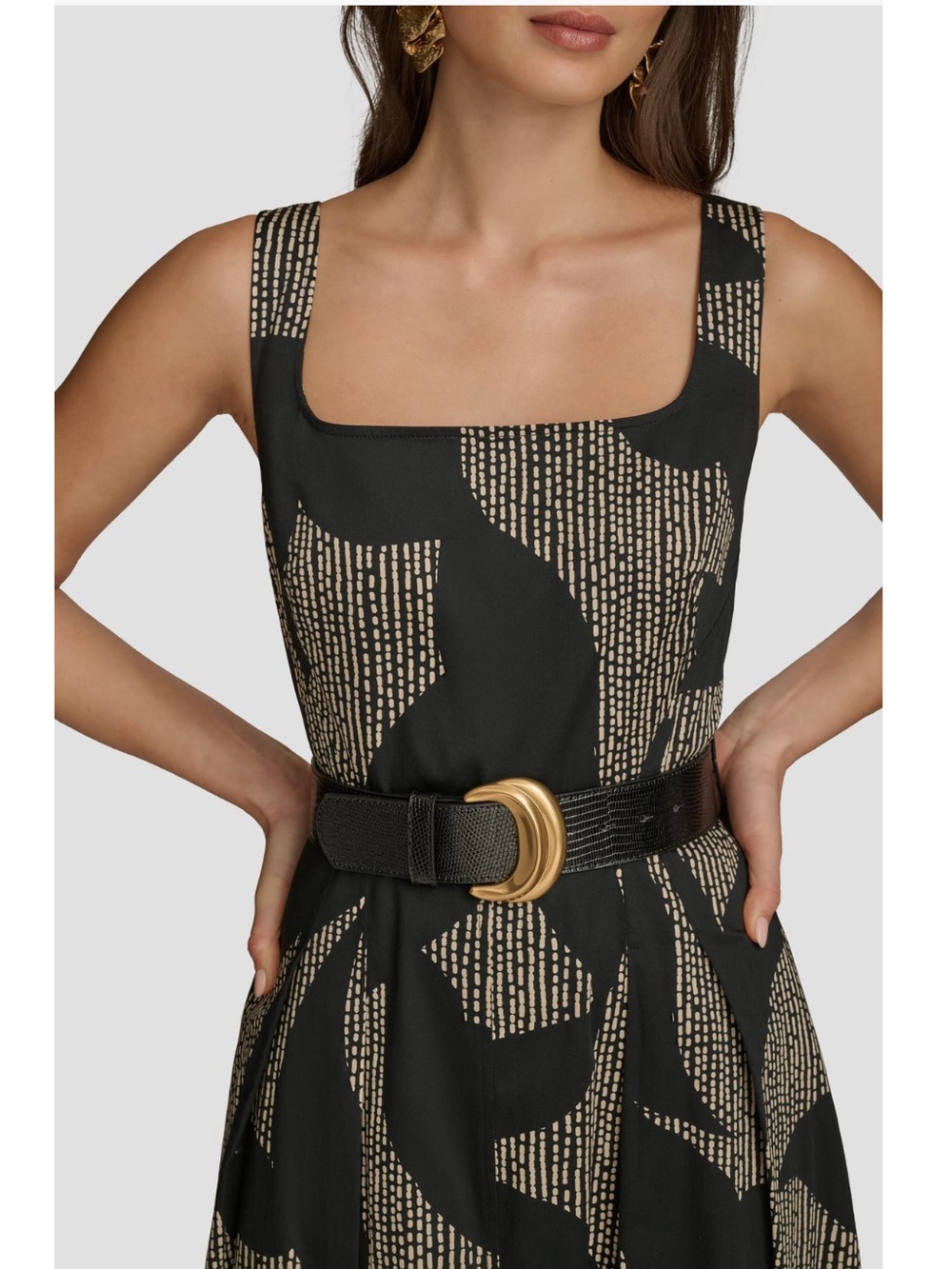 Donna Karan New York Floral Stretch Cotton Midi Dress with Pockets New! - Picture 6 of 13